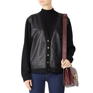 Cynthia Rowley Houston Faux Leather Cardigan